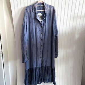 NWT Cynthia Ashby Crocus Blue Arcata Duster Long Linen Lagenlook Size Medium